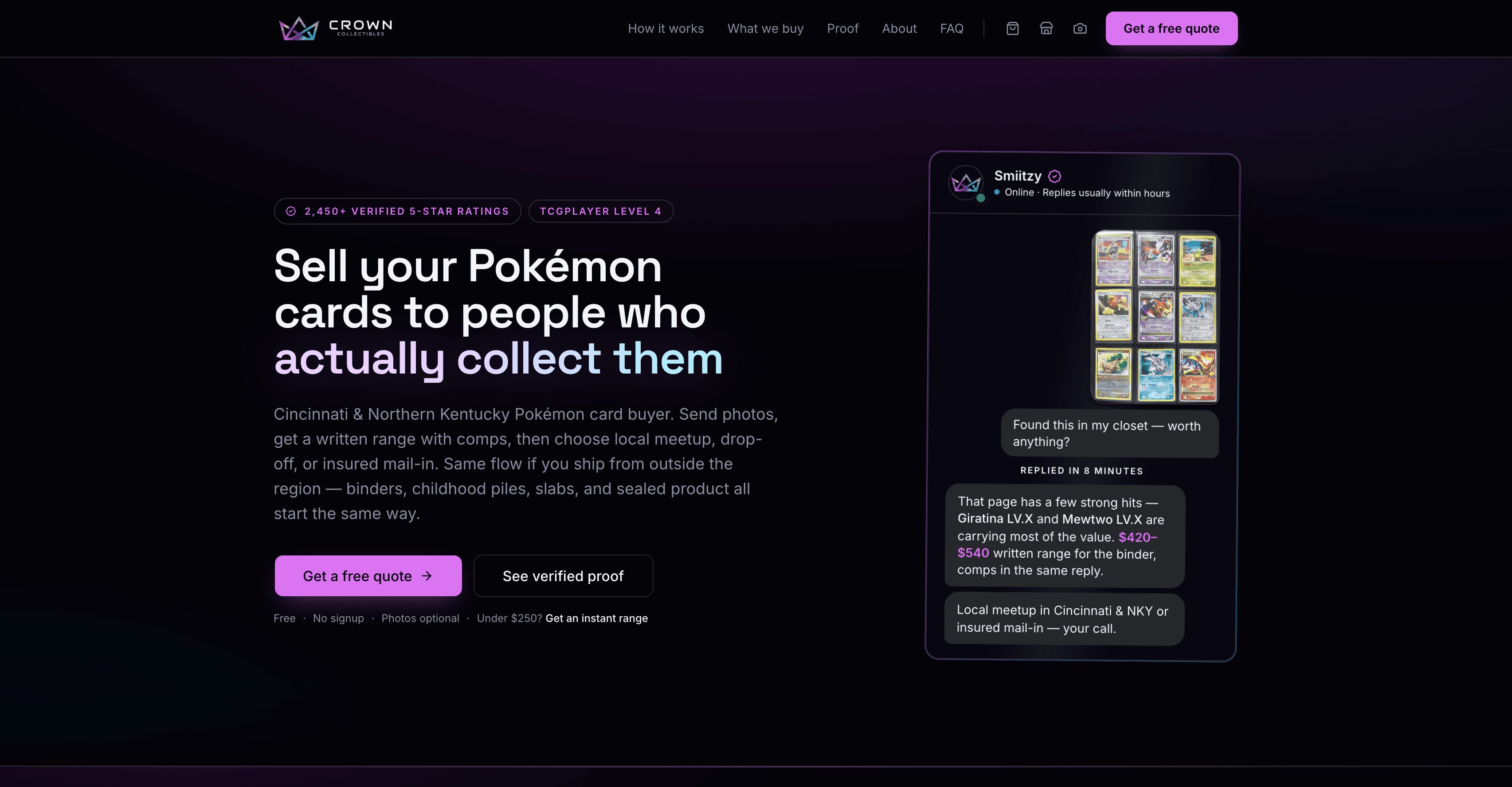 Screenshot of the Crown Collectibles website built by Atlas
