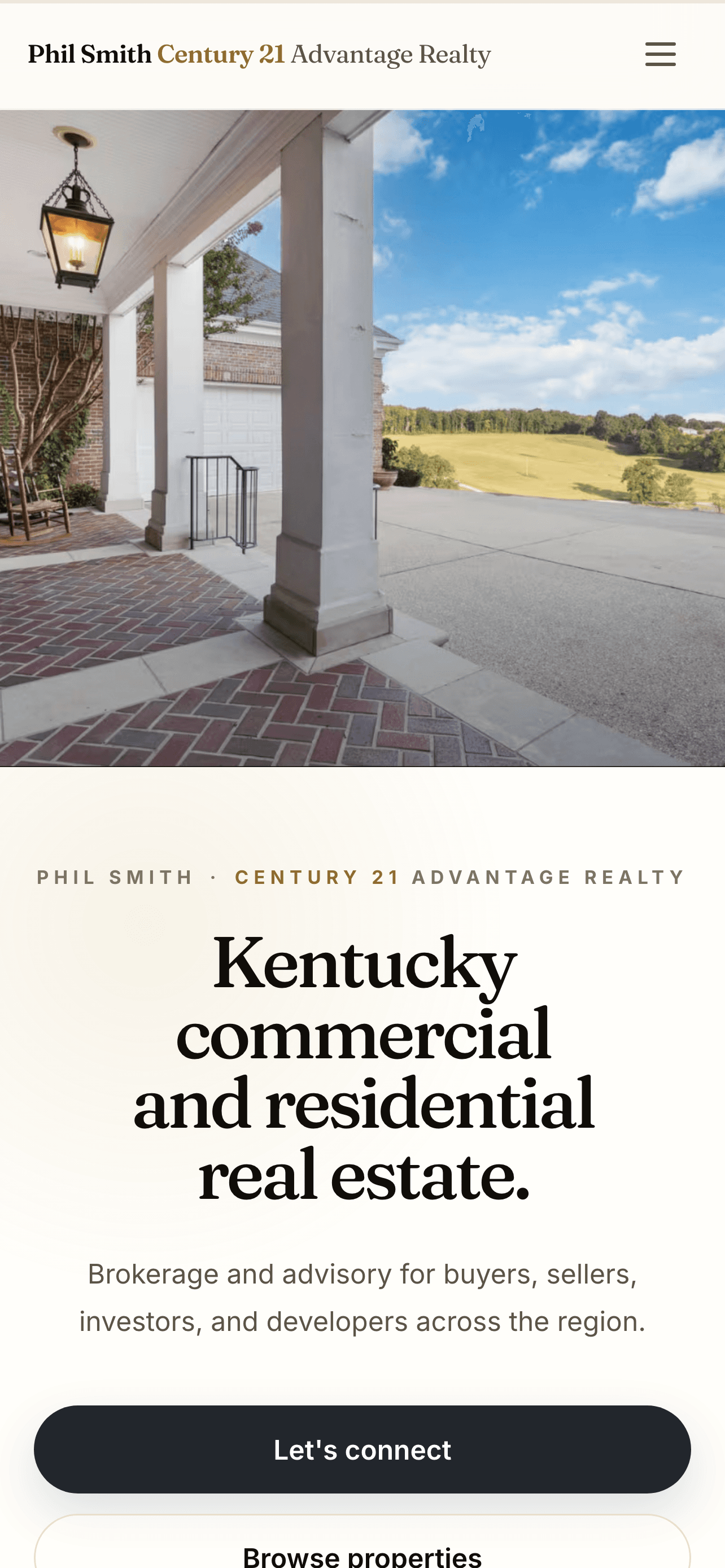 Phil Smith Real Estate website on mobile